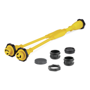 Yellow Sierra shore power Y adapter on a white background