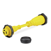 Yellow Sierra shore power pigtail adapter on a white background