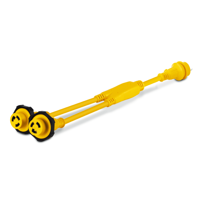 Y Adapter, 30A 125V(L5-30P) Male to 
(2) 30A 125V (L5-30R) Females