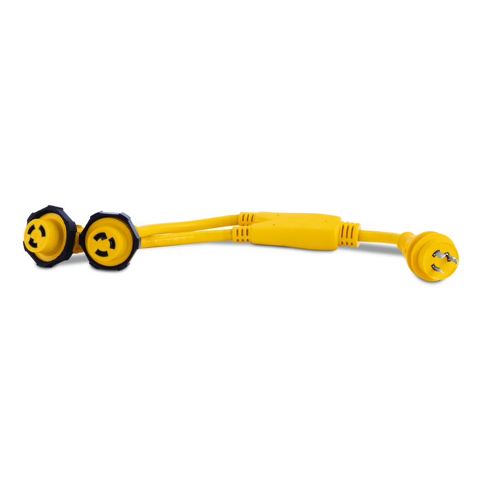 Y Adapter, 30A 125V(L5-30P) Male to 
(2) 30A 125V (L5-30R) Females