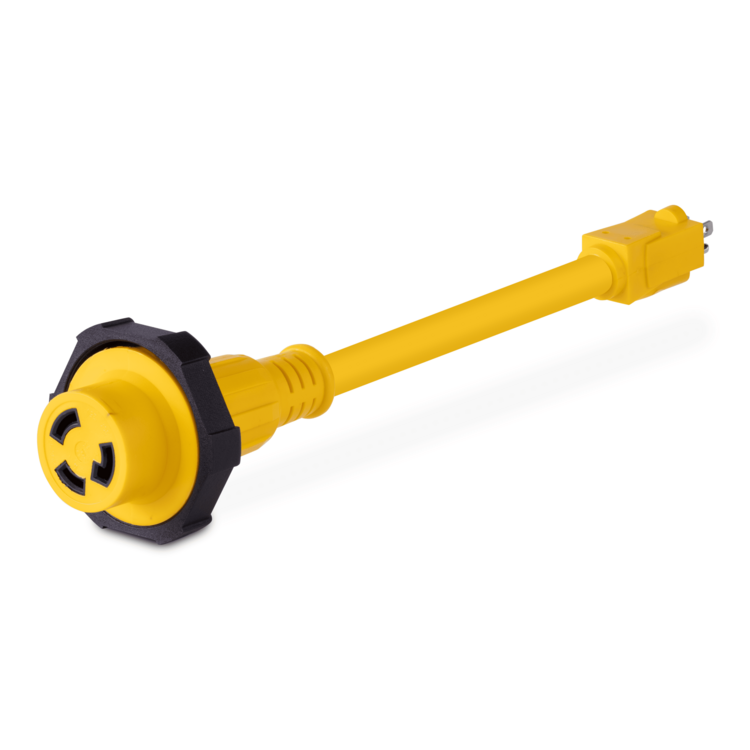 Pigtail Adapter, 15A 125V ( 5-15P) Male Straight Blade
to 30A 125V (L5-30R) Female Locking