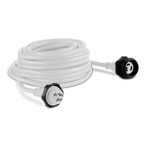 White cord with two connectors on a white background