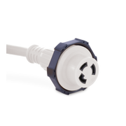 White cord with plug on a white background