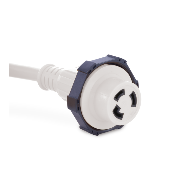 White cord with plug on a white background
