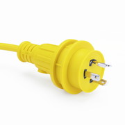 Yellow electrical plug on a white background