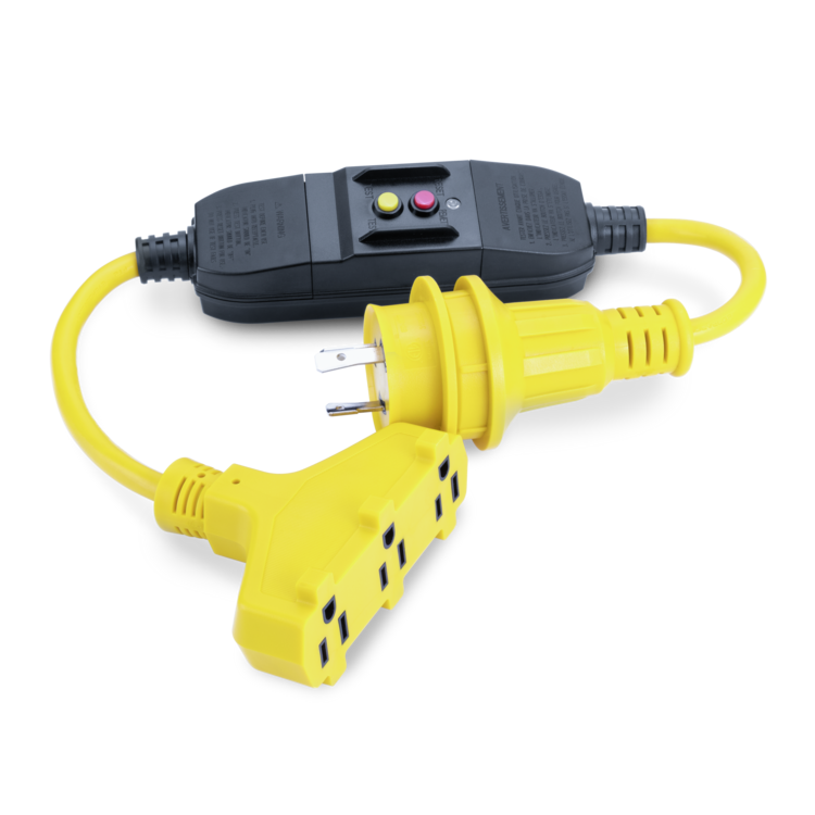 30A/125V Male to 3-Way 15A/125V Female with GFI Pigtail Adapter
