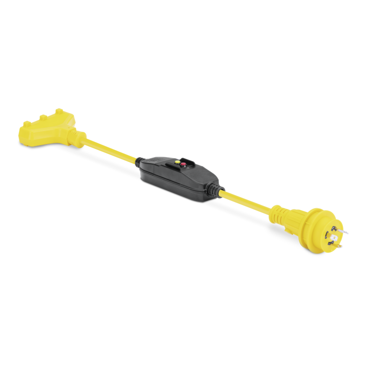 30A/125V Male to 3-Way 15A/125V Female with GFI Pigtail Adapter
