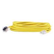 Yellow extension cord on a white background