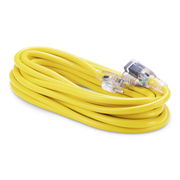 Yellow electrical cable on a white background