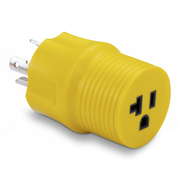 Yellow electrical plug on a white background