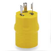 Yellow electrical plug on a white background