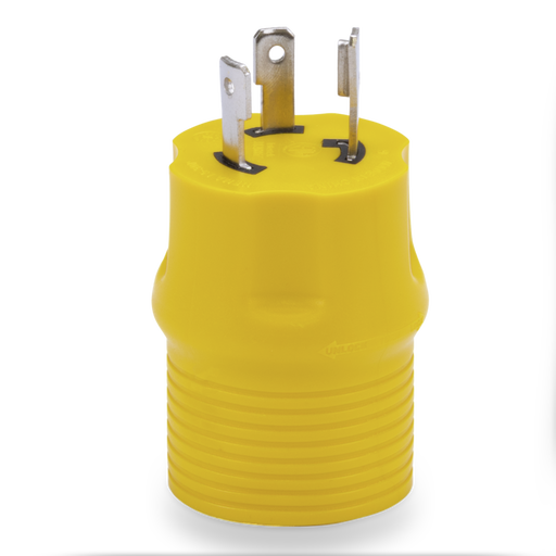 Yellow electrical plug on a white background