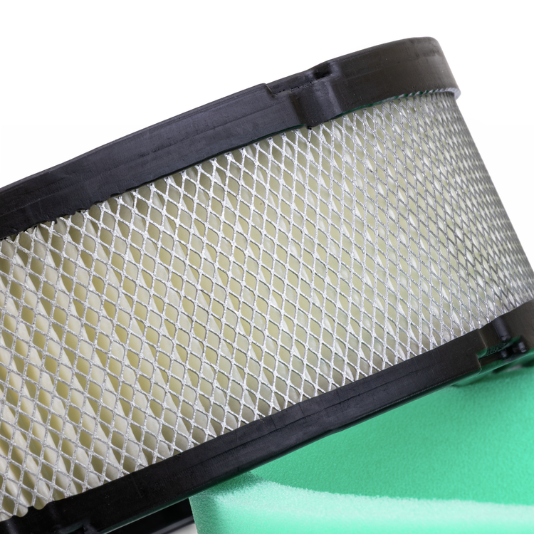 Mesh air filter with black frame on a white background