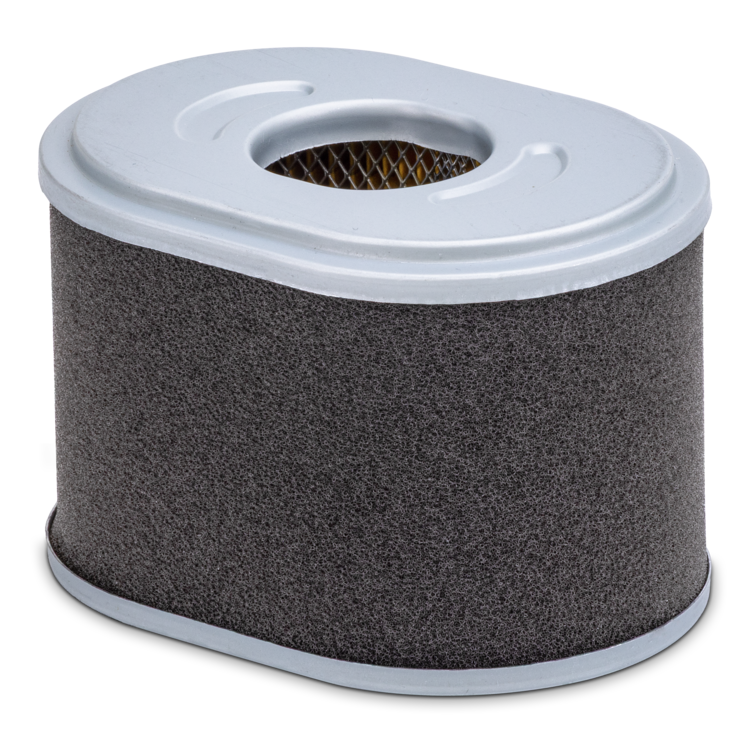 Gray Prime Line air filter with metal top on a white background