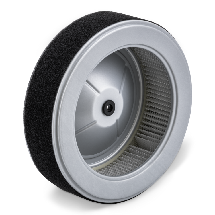 Round 7-083177 Prime Line air filter standing on its side on a white background.