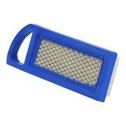 Rectangular air filter with blue frame on a white background
