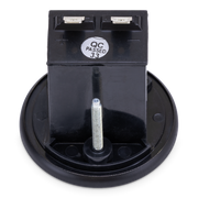 Rear view of black hour meter with 'QC Passed 33' label on a white background