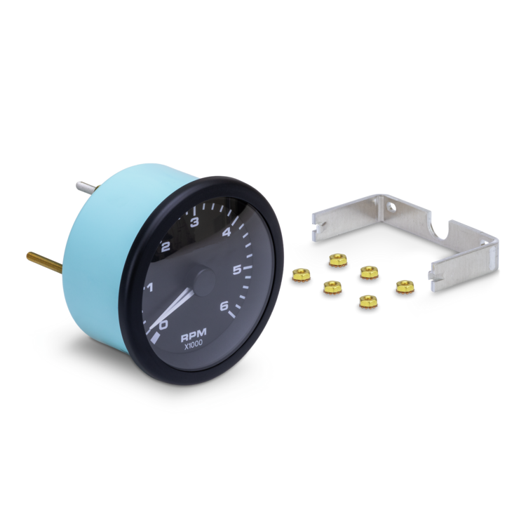 RPM gauge with accessories on a white background