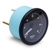 RPM gauge with blue casing on a white background