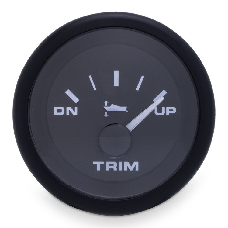 Trim gauge with 'DN' and 'UP' indicators on a white background