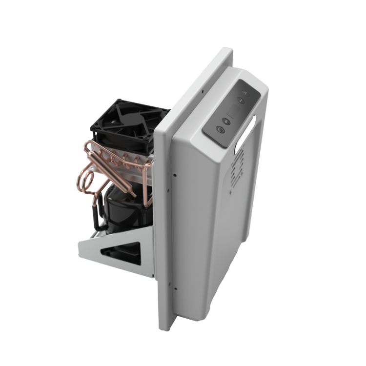 The Dometic CSX 200 cold machine turned to the side on a white background