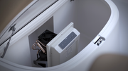 A Dometic CSX 200 cold machine installed in a white boat compartment on a white background