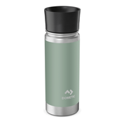 Green Dometic tumbler with black lid on a white background