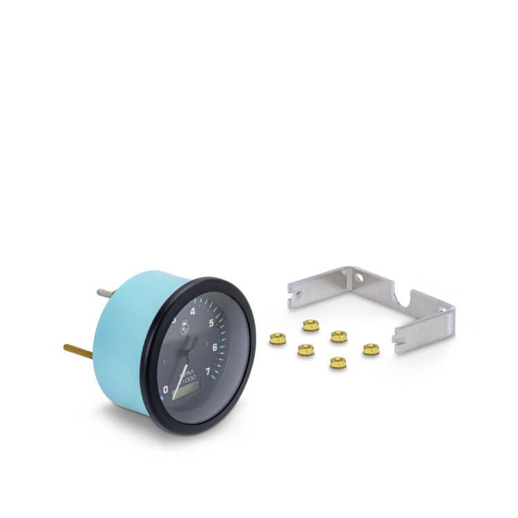 Mechanical gauge with accessories on a white background