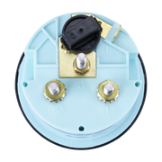 Rear view of trim gauge with black and gold parts on a white background