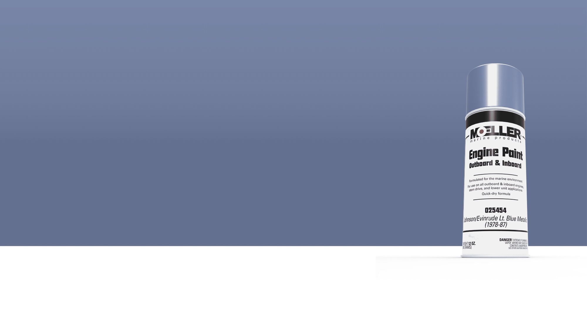 Moeller engine paint spray can on a blue background