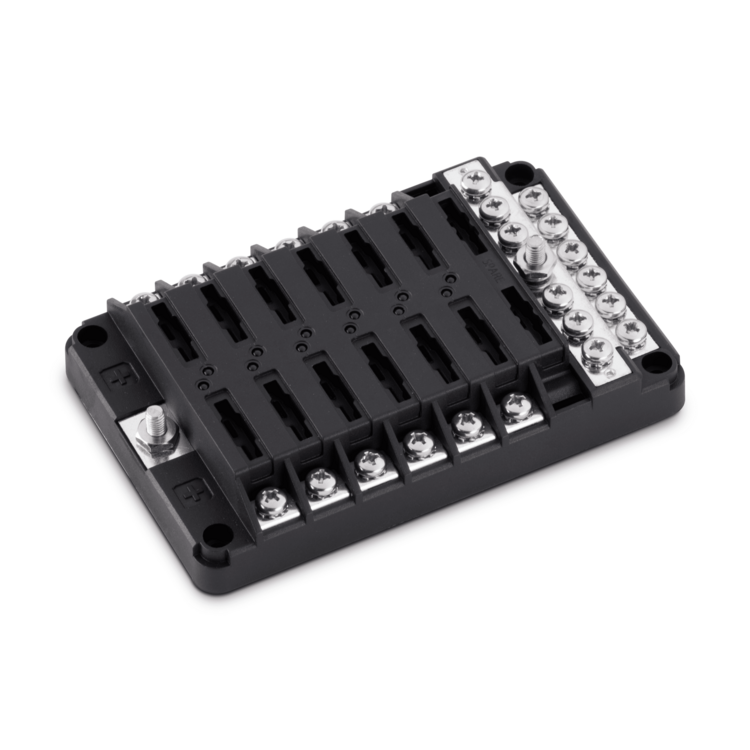 A black Sierra FS40840 fuse block cover on a white background