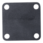 A square black fuel pump diaphragm with rounded corners and four circular cutouts, shown on a plain white background.