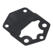 A black fuel pump diaphragm with four pre-drilled holes, shown on a plain white background.