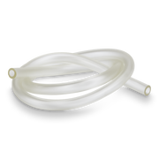Clear silicone tube on a white background