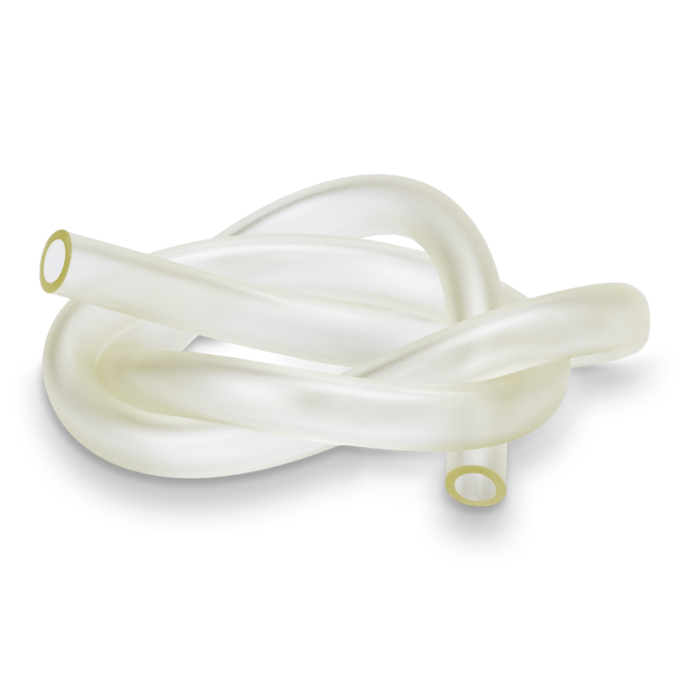 White silicone tube on a white background