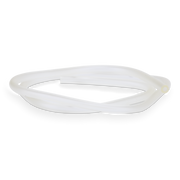 Clear silicone tube on a white background