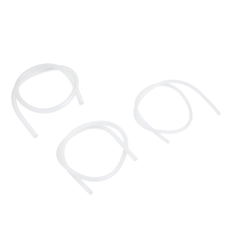 Three coils of clear Prime Line 7-081592 fuel tubing on a white background