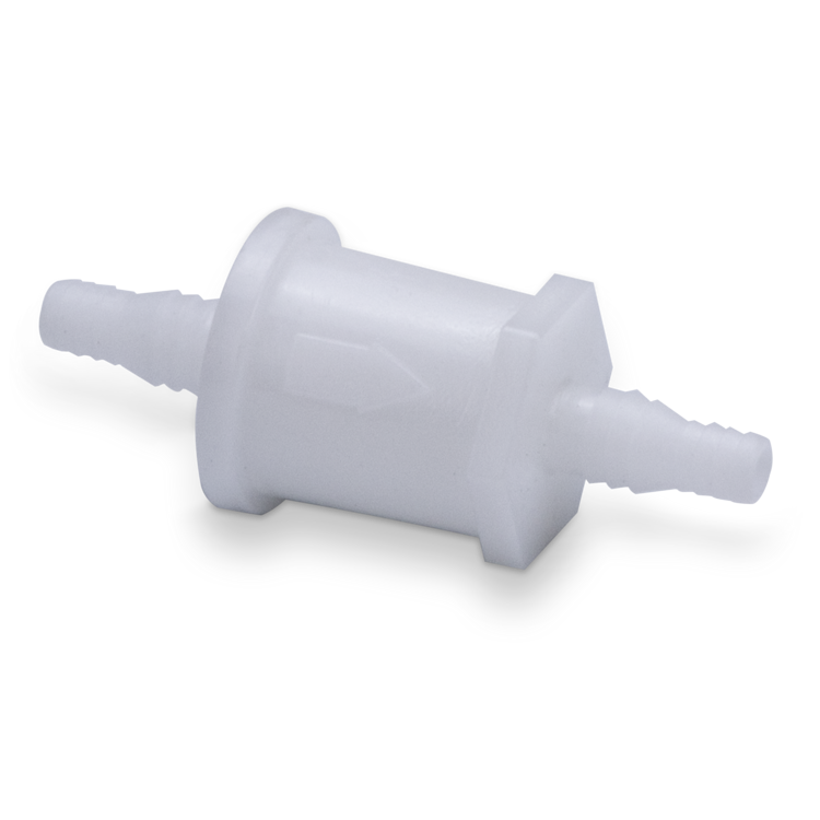 White plastic fuel filter on a white background