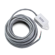 A coiled gray industrial cable with a white rectangular box and a small multi-colored wire connector, shown on a plain white background.