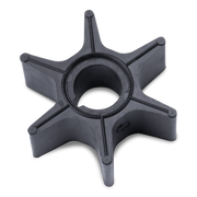 A six-blade plastic water pump impeller, shown from a top-down perspective on a clean white background.