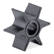 A six-spoke black plastic or rubber impeller wheel shown on a clean white background.