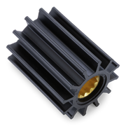 A black impeller with a gold-colored internal splined shaft, shown on a clean white background.