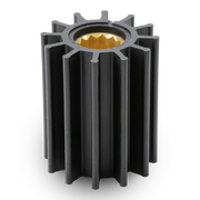 A black impeller with a gold-colored internal splined shaft, shown on a clean white background.