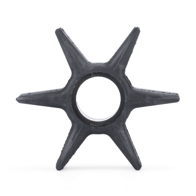 A black six-pointed impeller, made of textured rubber or plastic, shown against a plain white background.