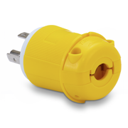 Yellow electrical plug on a white background