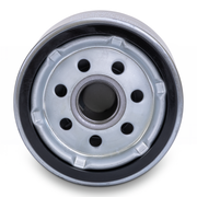 Bottom threaded side of a Prime Line oil filter on a white background