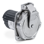 Metallic power inlet with 'Sierra' branding on a white background