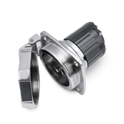 Metallic connector on a white background