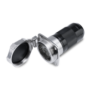 Metallic connector on a white background