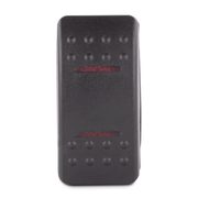 Front view of a black Sierra marine rocker switch on a white background